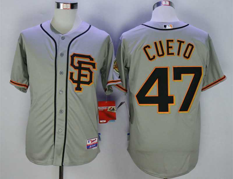 Men's San Francisco Giants #47 Johnny Cueto Grey Road 2 Cool Base Jersey