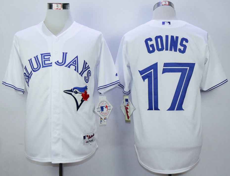 Men's Toronto Blue Jays #17 Ryan Goins White Cool Base Jersey