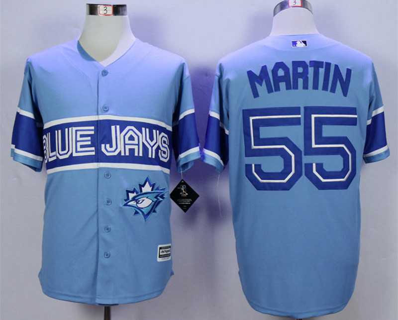 Men's Toronto Blue Jays #55 Russell Martin Blue New Cool Base Jersey