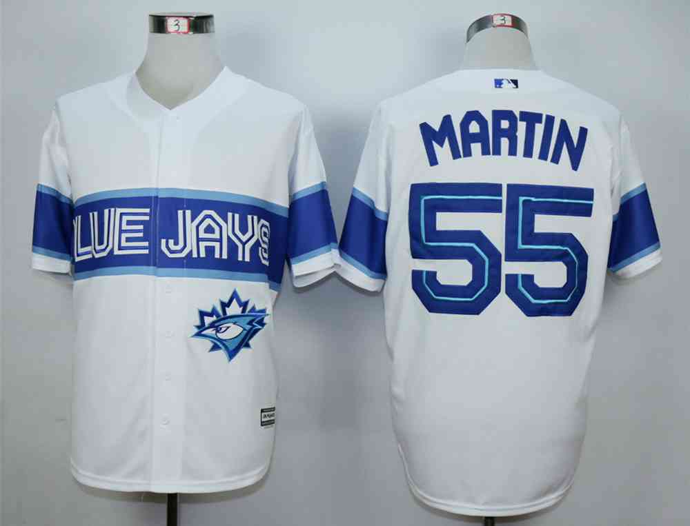 Men's Toronto Blue Jays #55 Russell Martin White New Cool Base Jersey