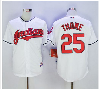 Indians #25 Jim Thome White Cool Base Stitched MLB Jersey