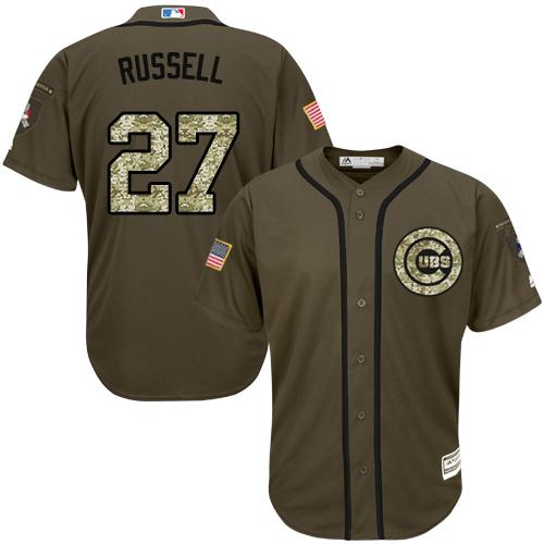 Chicago Cubs #27 Addison Russell Green Salute to Service Stitched MLB Jersey