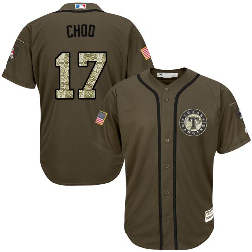 Texas Rangers #17 Shin-Soo Choo Green Salute to Service Stitched MLB Jersey