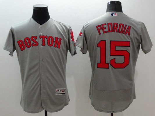 Men's Boston Red Sox #15 Dustin Pedroia Gray Flexbase 2016 MLB Player JerseyJersey