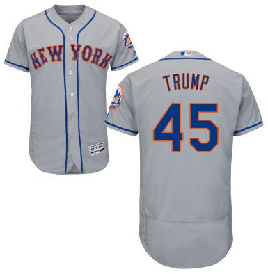 Men's New York Mets #45 Presidential Candidate Donald Trump Gray Jersey