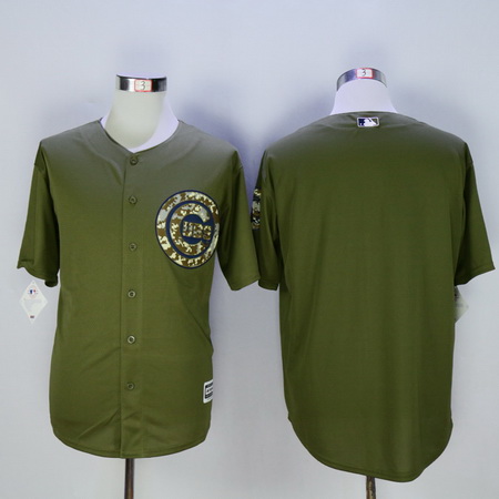 Men's Chicago Cubs Blank Green Salute to Service Cool Base Baseball Jersey