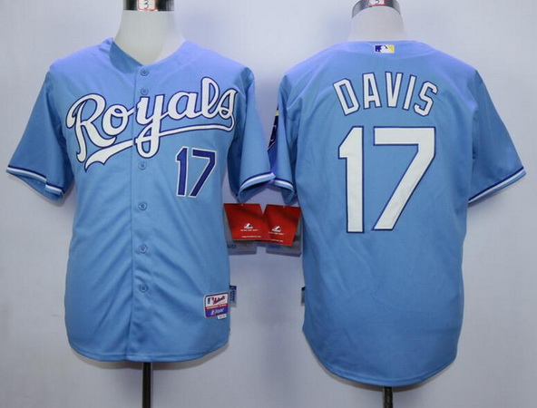 Men's Kansas City Royals #17 Wade Davis Light Blue Cool Base Baseball Jersey