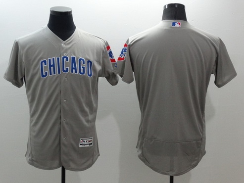 Men's Chicago Cubs Blank Gray Road 2016 Flexbase Majestic Baseball Jersey