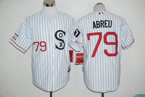 Men's Chicago White Sox #79 Jose Abreu White Pinstirpe SOX 2016 Retro Baseball Jersey