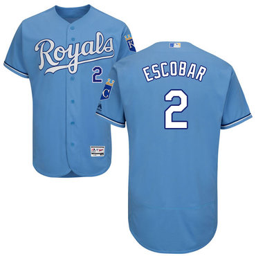 Men's Kansas City Royals #2 Alcides Escobar Light Blue 2016 Flexbase Majestic Baseball Jersey