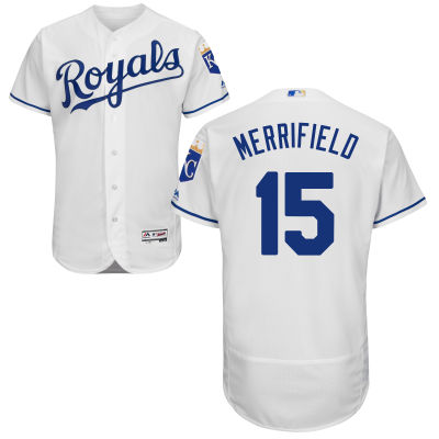 Men's Kansas City Royals #15 Whit Merrifield White Home 2016 Flexbase Majestic Baseball Jersey