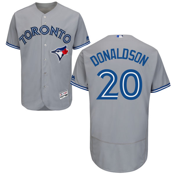 Men's Toronto Blue Jays #20 Josh Donaldson Gray Road 2016 Flexbase Majestic Baseball Jersey