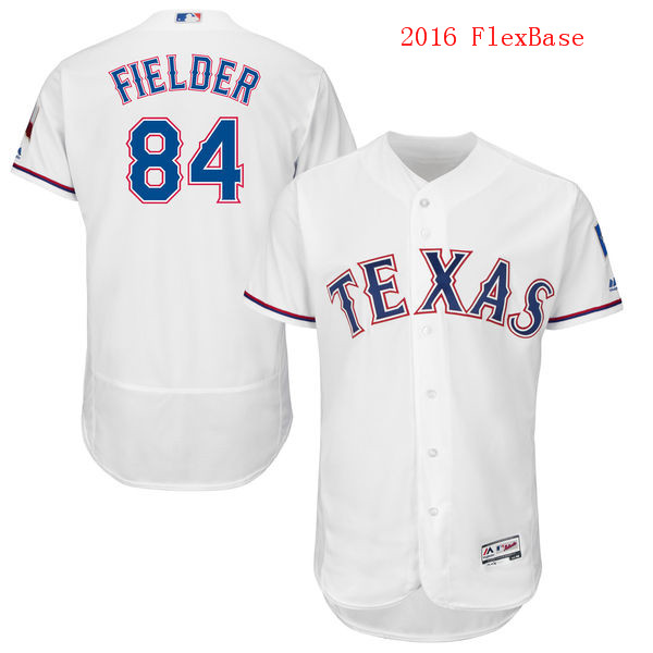 Men's Texas Rangers #84 Prince Fielder White Home 2016 Flexbase Majestic Baseball Jersey