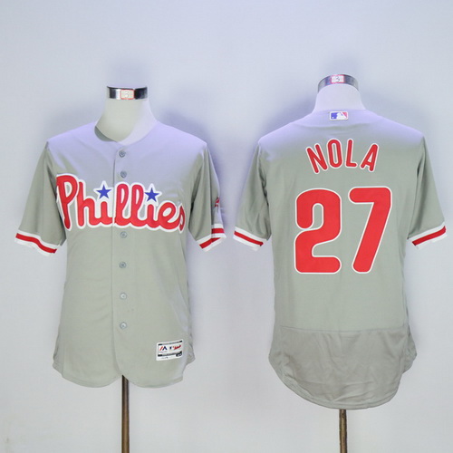 Men's Philadelphia Phillies #27 Aaron Nola Gray Road 2016 Flexbase Majestic Baseball Jersey