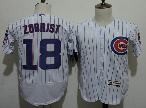 Men's Chicago Cubs #18 Ben Zobrist White Home 2016 Flexbase Majestic Baseball Jersey