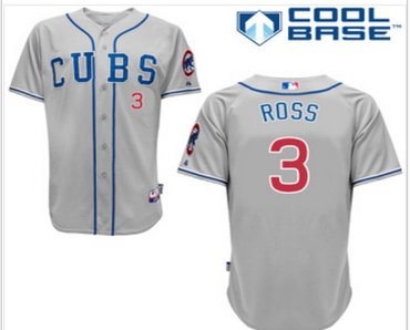 Men's Chicago Cubs #3 David Ross gray Jerseys