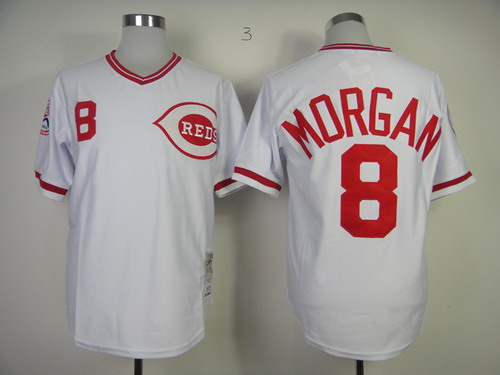 Cincinnati Reds #8 Joe Morgan 1975 White Throwback Jersey