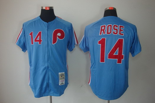 Philadelphia Phillies #14 Pete Rose 1980 Blue Throwback Jersey