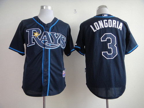 Tampa Bay Rays #3 Evan Longoria Navy Blue Jersey