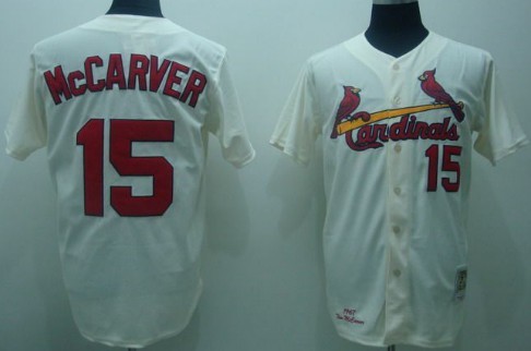 St. Louis Cardinals #15 Tim McCarver 1967 Cream Throwback Jersey