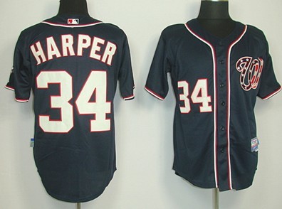 Washington Nationals #34 Bryce Harper Navy Blue Jersey