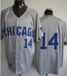 Chicago Cubs #14 Ernie Banks 1969 Gray Throwback Jersey