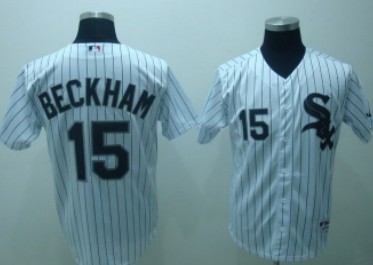 Chicago White Sox #15 Gordon Beckham White With Black Pinstripe Jersey