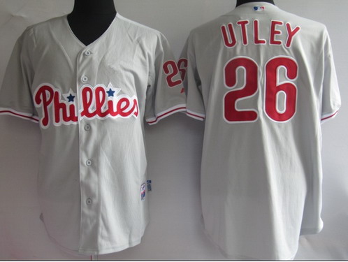 Philadelphia Phillies #26 Chase Utley Gray Jersey