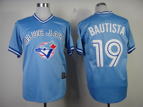 Toronto Blue Jays #19 Jose Bautista Light Blue Pullover Jersey