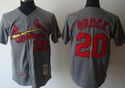 St. Louis Cardinals #20 Lou Brock 1967 Gray Wool Throwback Jersey