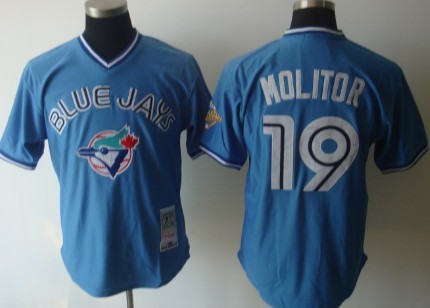 Toronto Blue Jays #19 Paul Molitor 1993 Light Blue Throwback Jersey