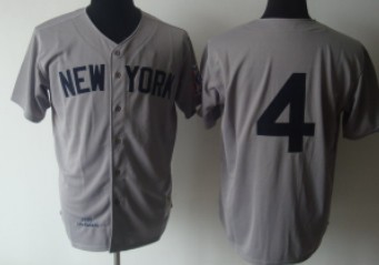 New York Yankees #4 Lou Gehrig 1939 Gray Wool Throwback Jersey