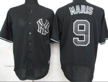 New York Yankees #9 Roger Maris Black Fashion Jersey