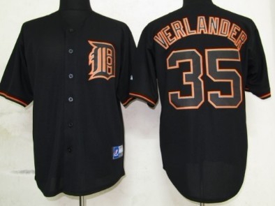 Detroit Tigers #35 Justin Verlander Black Fashion Jersey