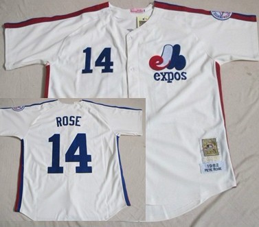 Montreal Expos #14 Pete Rose 1982 Cream Throwback Jersey