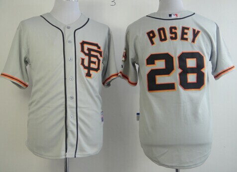 San Francisco Giants #28 Buster Posey Gray SF Edition Jersey