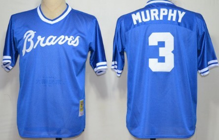 Atlanta Braves #3 Dale Murphy Mesh BP Blue Throwback Jersey