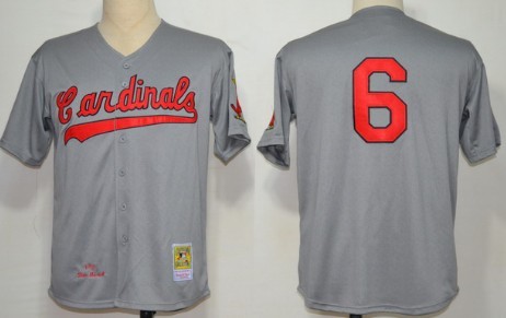 St. Louis Cardinals #6 Stan Musial 1956 Gray Wool Throwback Jersey