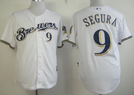 Milwaukee Brewers #9 Jean Segura White Jersey