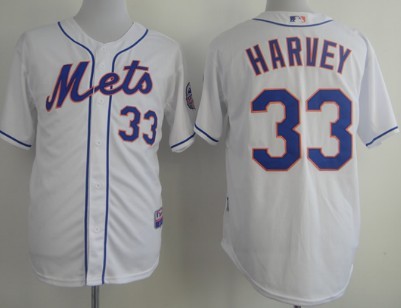 New York Mets #33 Matt Harvey White Jersey