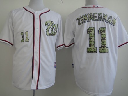 Washington Nationals #11 Ryan Zimmerman White With Camo Jersey