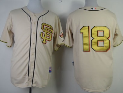 San Francisco Giants #18 Matt Cain Cream With Gold SF Edition Jersey