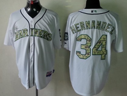 Seattle Mariners #34 Felix Hernandez White With Camo Jersey