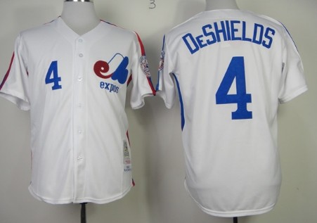 Montreal Expos #4 Delino DeShields 1982 White Throwback Jersey